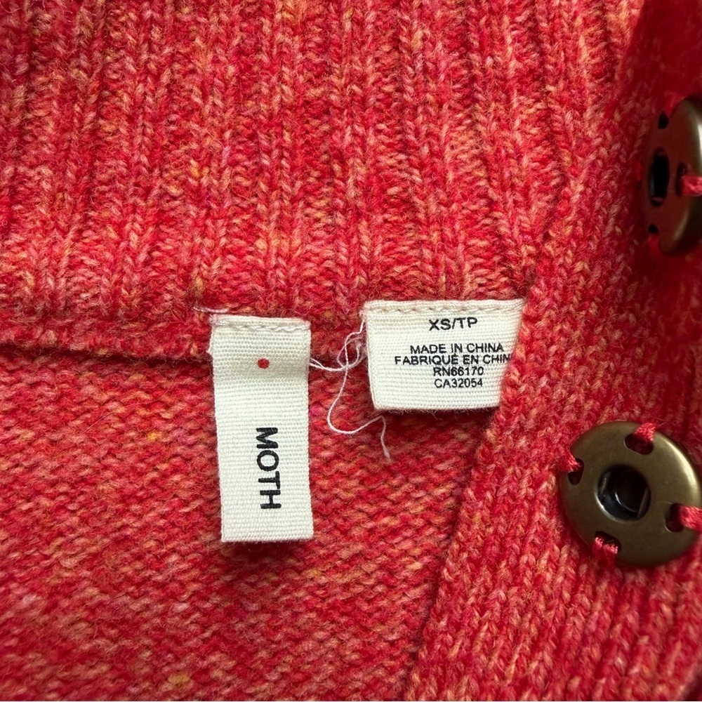 Moth By Anthropologie “Floating Sparks” Wool Women’s Cardigan Size XS Orange/Red - Picture 6 of 7